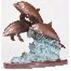 Brass Triple Dolphins On Wave
