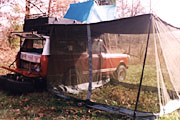 photo of jen and greg's tuck with tent opened